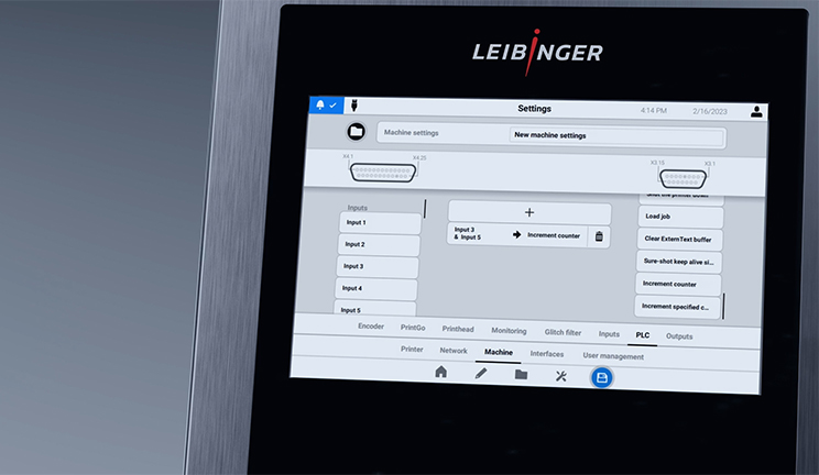 Integrated PLC in the IQJET inkjet printer from LEIBINGER